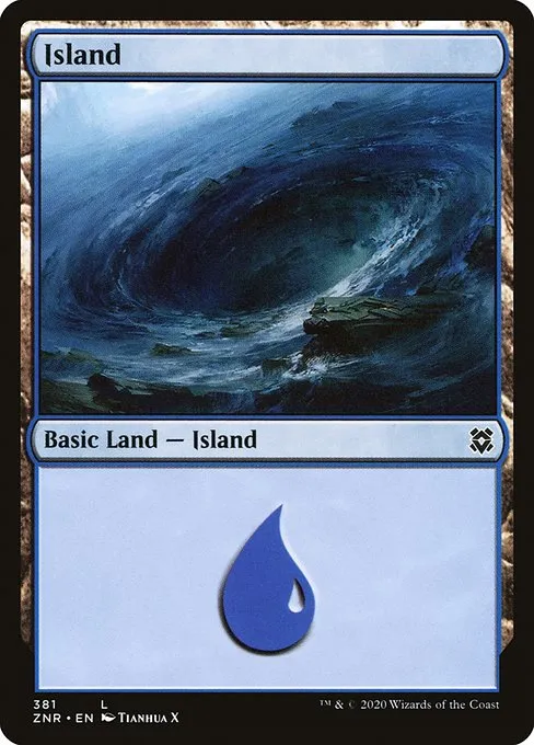 A full-art Island from Zendikar Rising