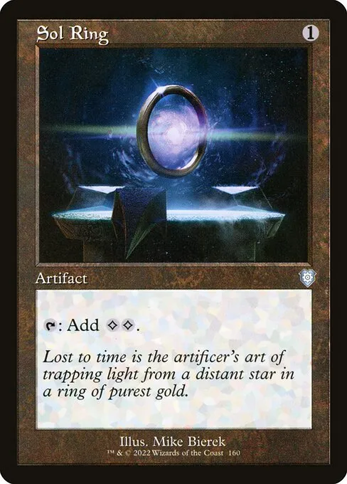 A retro-frame Sol Ring from a 2022 Commander set