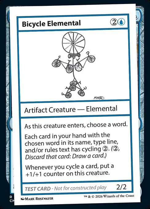 Bicycle Elemental, a playtest card with no format legality