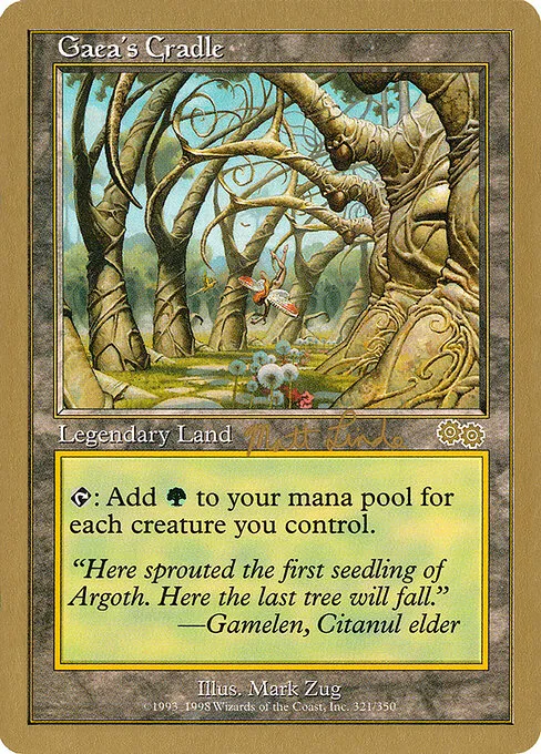 Gaea’s Cradle from the 1999 World Championship Decks, gold-bordered