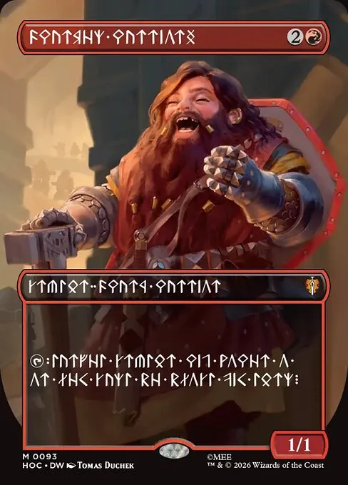 The Dwarvish-language Dwarven Warriors, a 1993 common preordering at $75 in runes