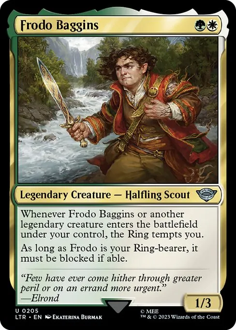 Frodo Baggins from Lord of the Rings, now worth about fourteen cents