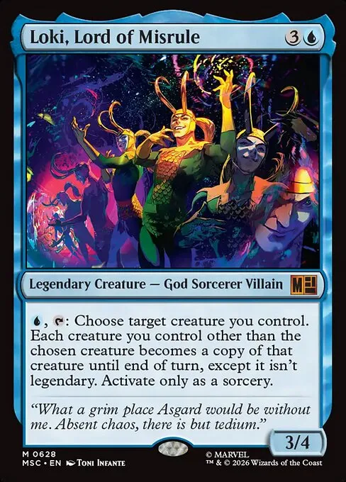 Loki, Lord of Misrule, near the top of the Marvel Super Heroes Commander and Jumpstart price pool
