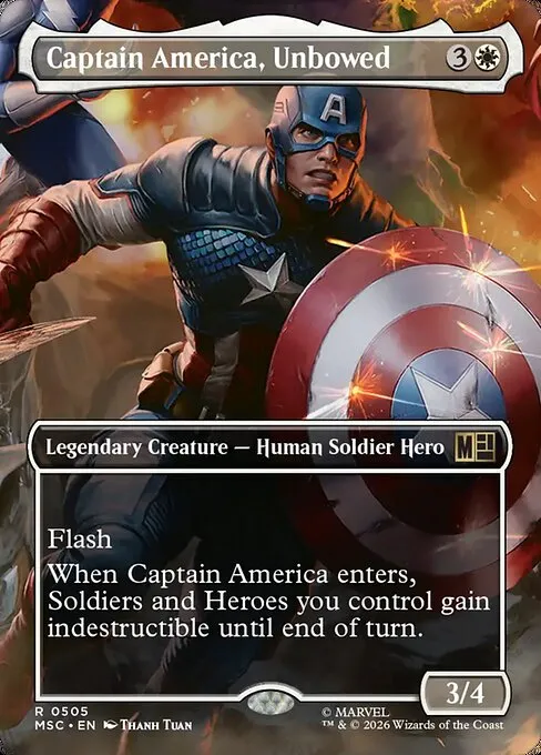Captain America, Unbowed, one of the six foil scene cards in the Heroes United box