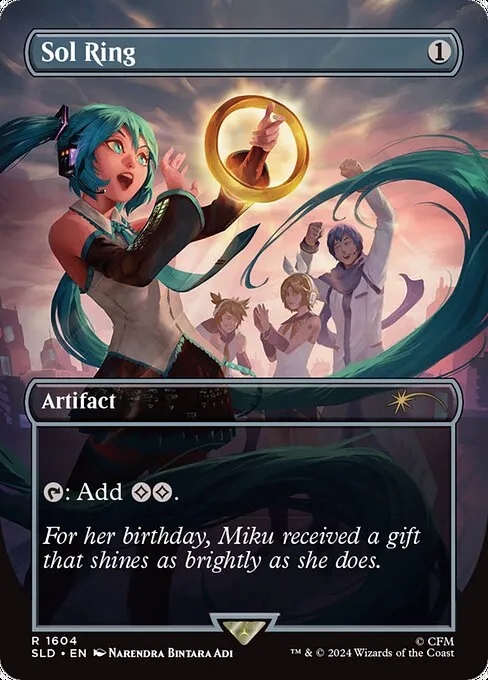 The Hatsune Miku Secret Lair Sol Ring from the 2024 drops
