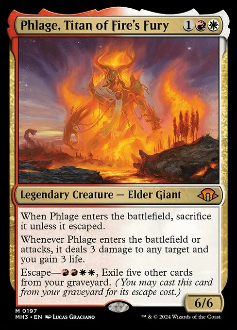 Phlage, Titan of Fire’s Fury from Modern Horizons 3, now banned in Modern