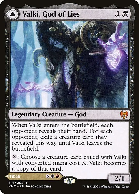 Valki, God of Lies, a double-faced card from Kaldheim