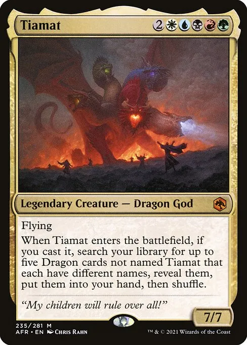 Tiamat from Adventures in the Forgotten Realms — the kind of dragon-art card that drives the painted artist proof market