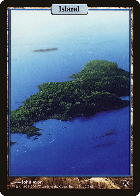 An Unhinged full-art Island, one of the silver-border basics that carry surprising foil value