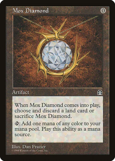 Mox Diamond from Stronghold, a plain-looking artifact worth more than a thousand dollars