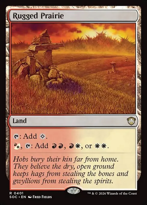 Rugged Prairie in the Secrets of Strixhaven Commander printing, currently 29 cents