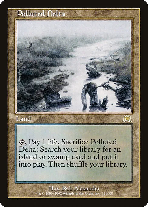 Polluted Delta from Onslaught, around $107 raw and a textbook example of a high-value modern card people consider grading