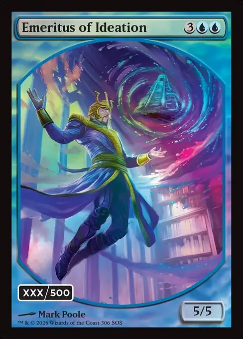Emeritus of Ideation // Ancestral Recall, serialized rainbow foil from Secrets of Strixhaven