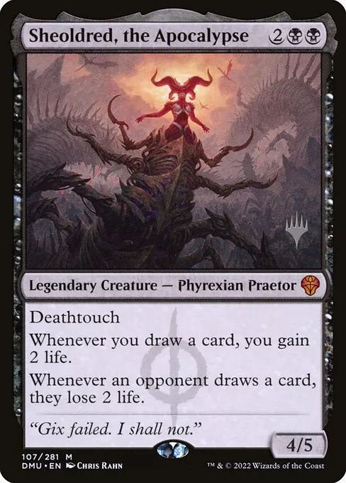 Stamped prerelease foil Sheoldred, the Apocalypse