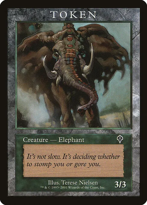 The Magic Player Rewards 2001 Elephant token, illustrated by Terese Nielsen