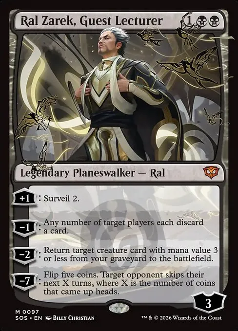 Ral Zarek, Guest Lecturer from Secrets of Strixhaven, carrying the Echoverse fracture watermark