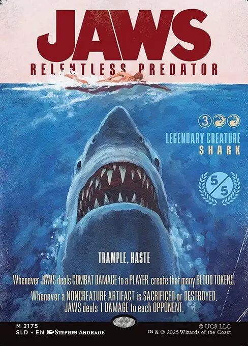 Jaws, Relentless Predator, a Secret Lair exclusive that settled around $170