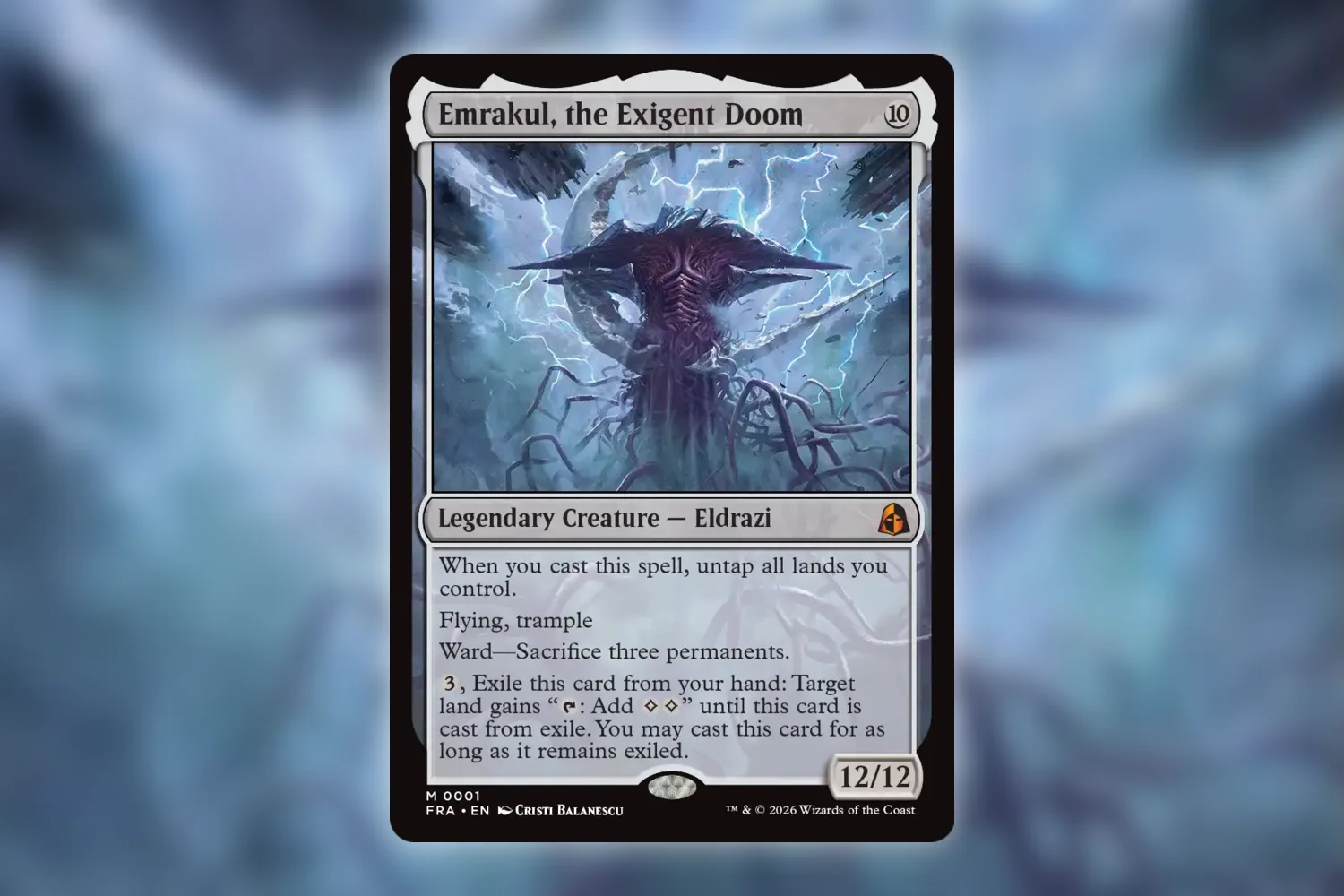 Emrakul, the Exigent Doom, the top card of Reality Fracture at $94.96 in preorders