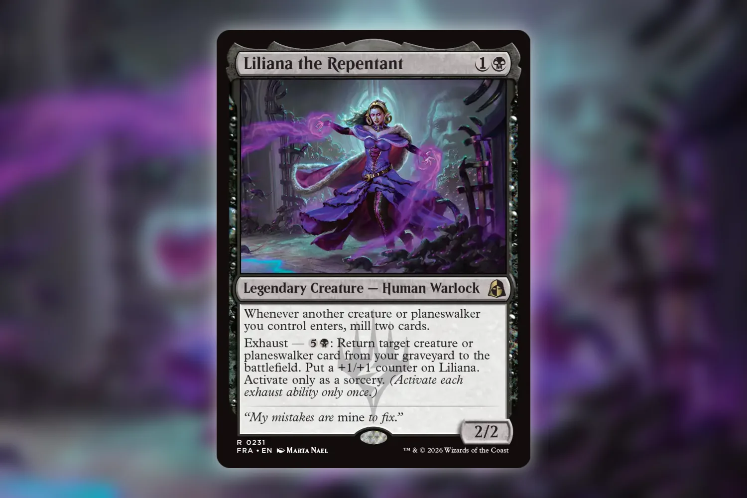 Liliana the Repentant from Reality Fracture, a Play Booster card at $29.88 in preorders