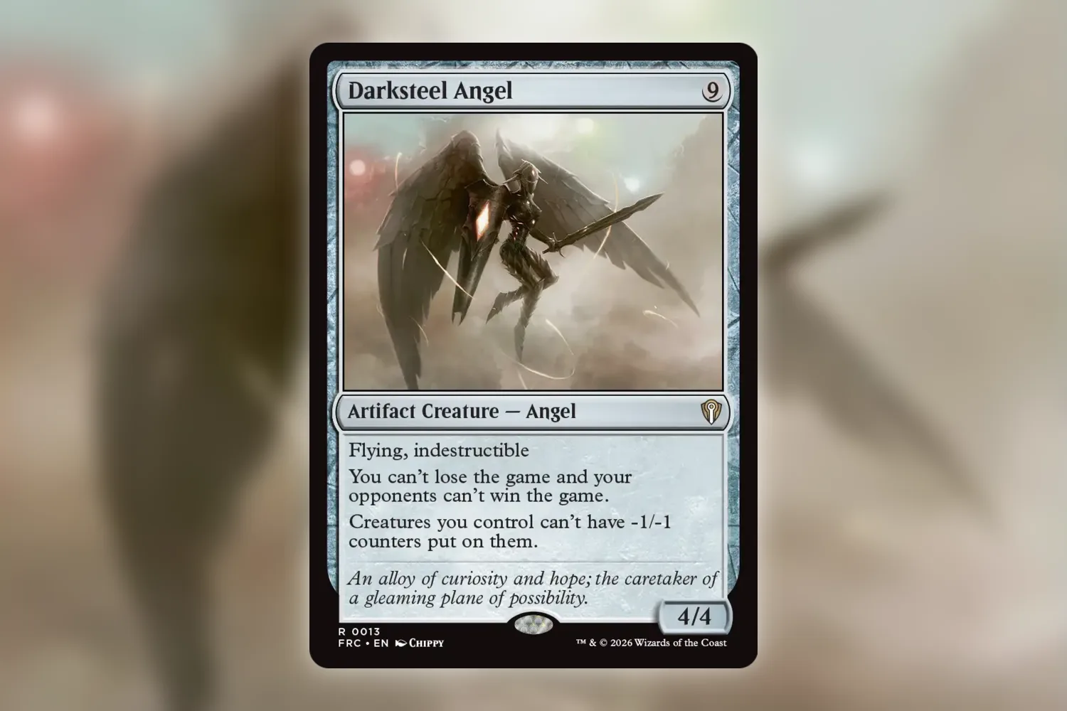 Darksteel Angel, a new nine-mana artifact Angel from the Multiverse Reforged deck
