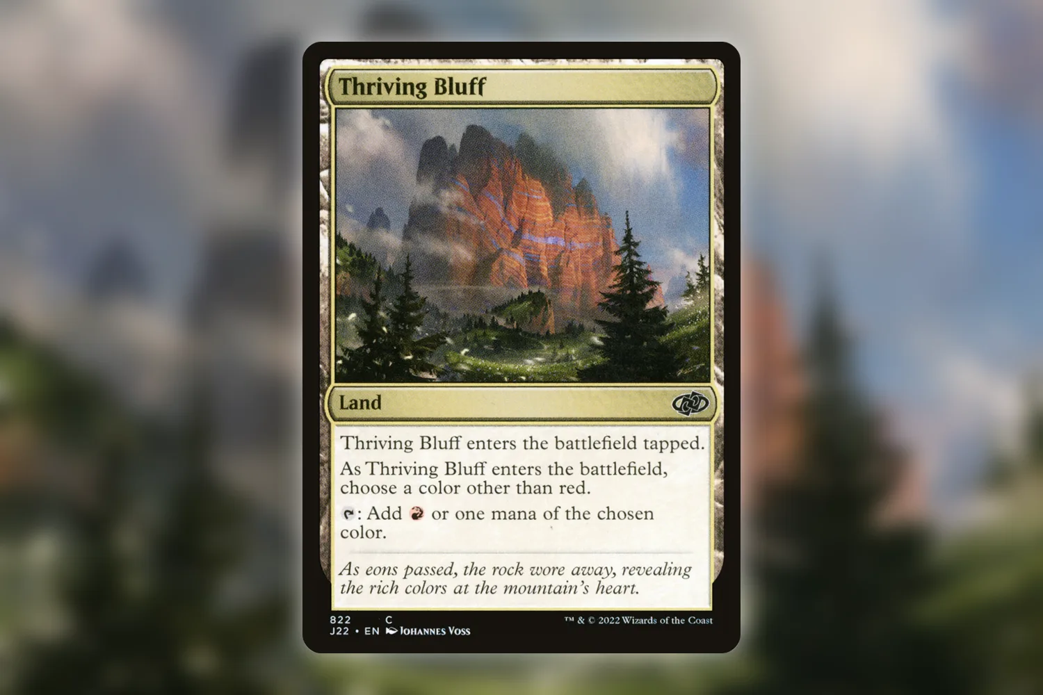 Thriving Bluff from Jumpstart 2022, which fixes mana for the color of a partner packet