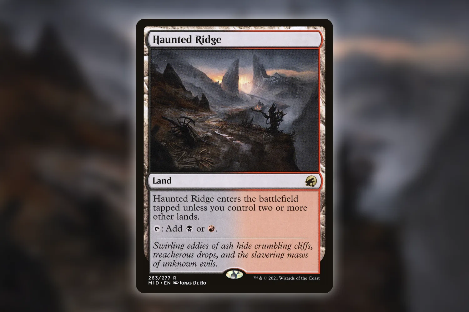 Haunted Ridge, the regular Midnight Hunt rare land numbered 263