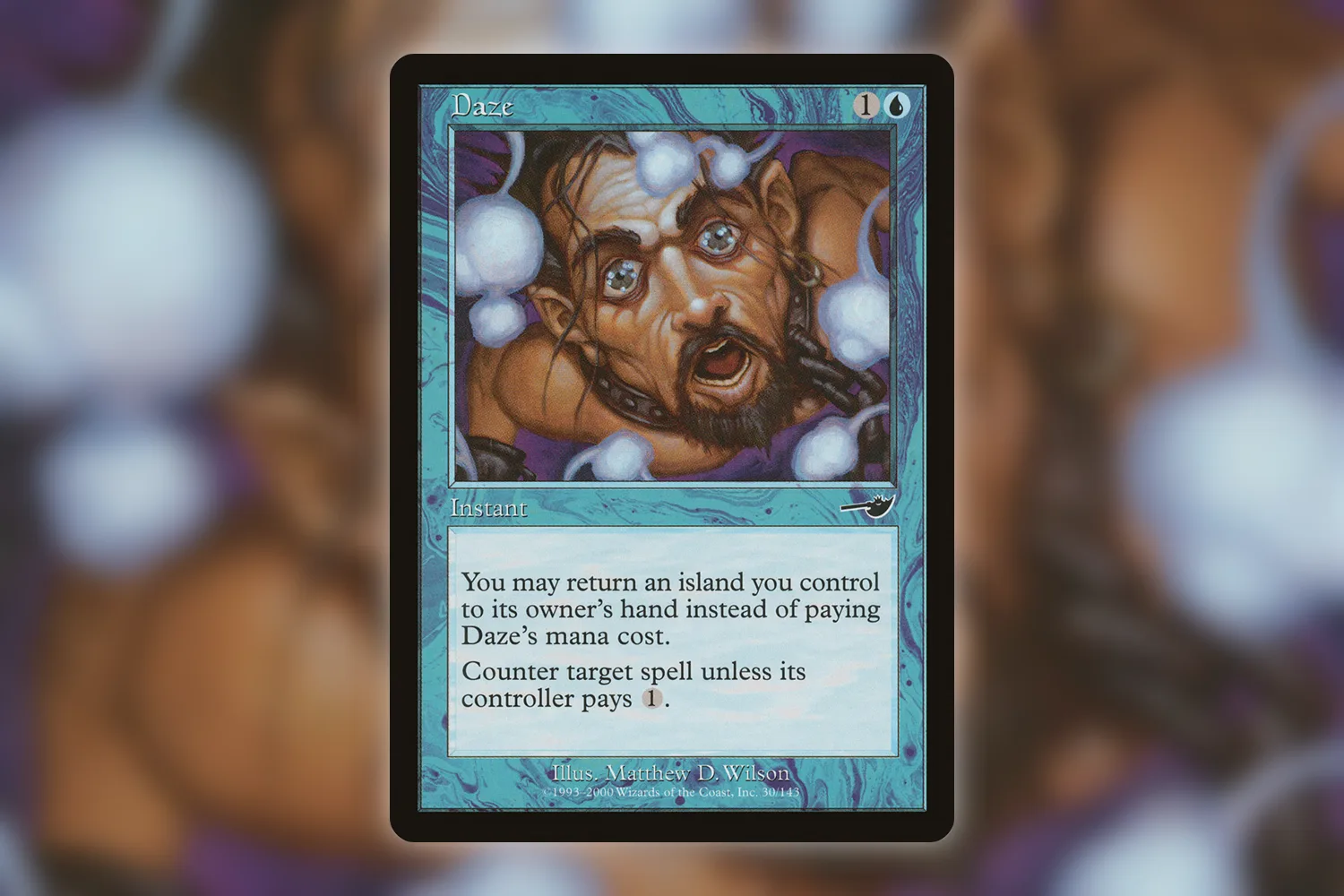 Daze from Nemesis, showing the original printing whose nonfoil and foil copies need separate price checks
