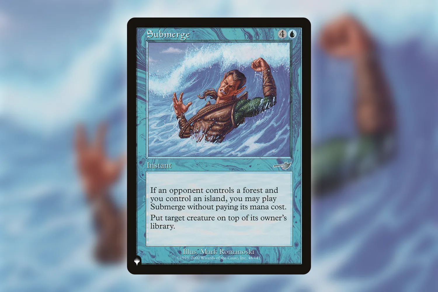 Submerge with the planeswalker stamp in the bottom-left corner, from The List