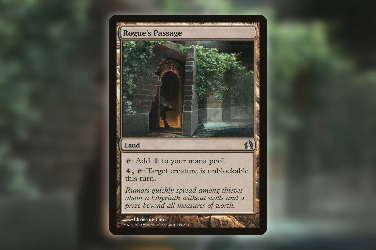 Rogue's Passage from Return to Ravnica, a utility land with an activated ability that lets a creature get through blockers
