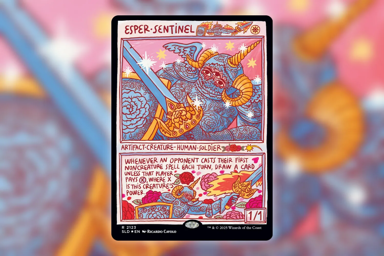 Esper Sentinel with new Ricardo Cavolo art from Secret Lair Odds and Ends
