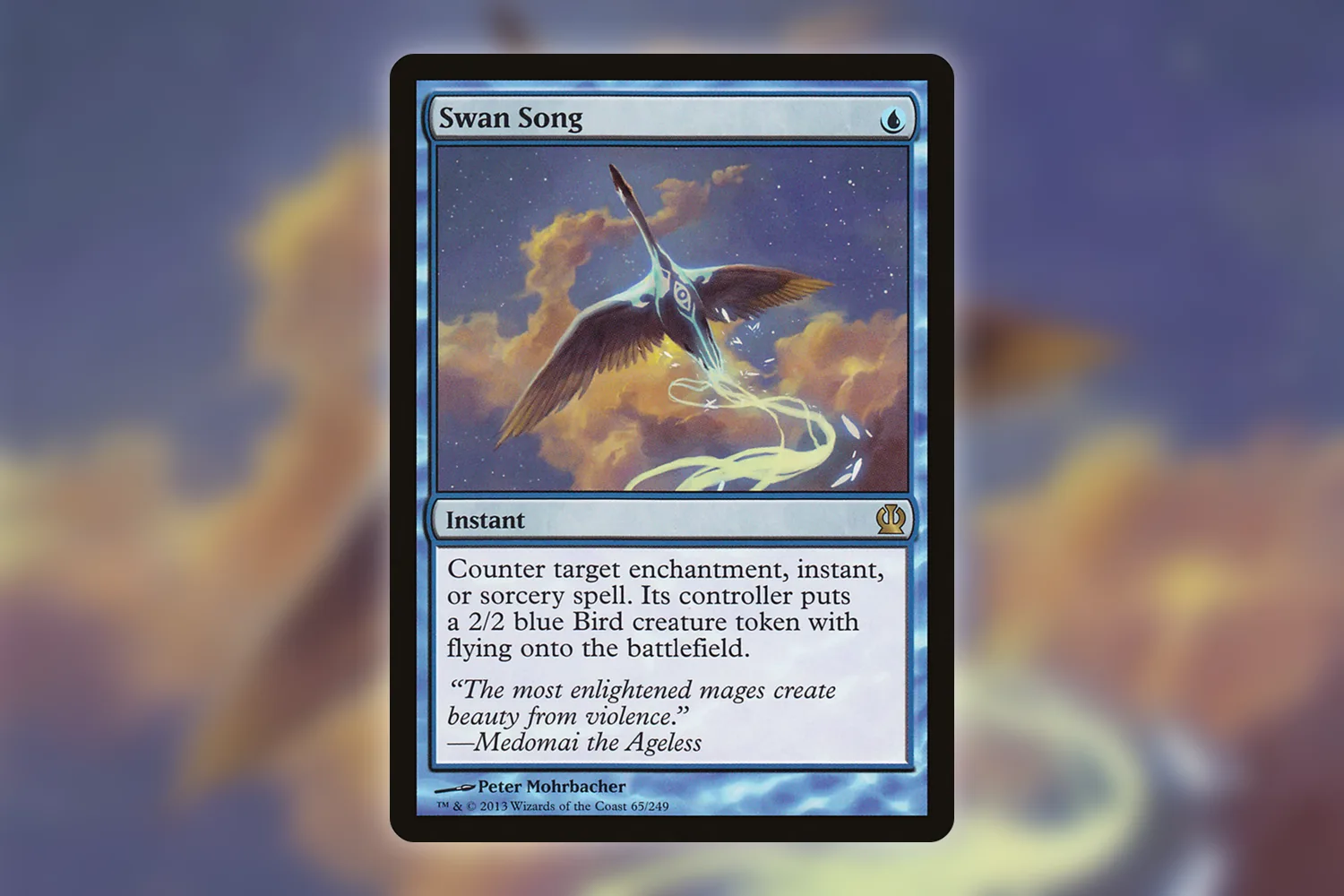 Swan Song from Theros, the kind of card that earns a trade binder slot