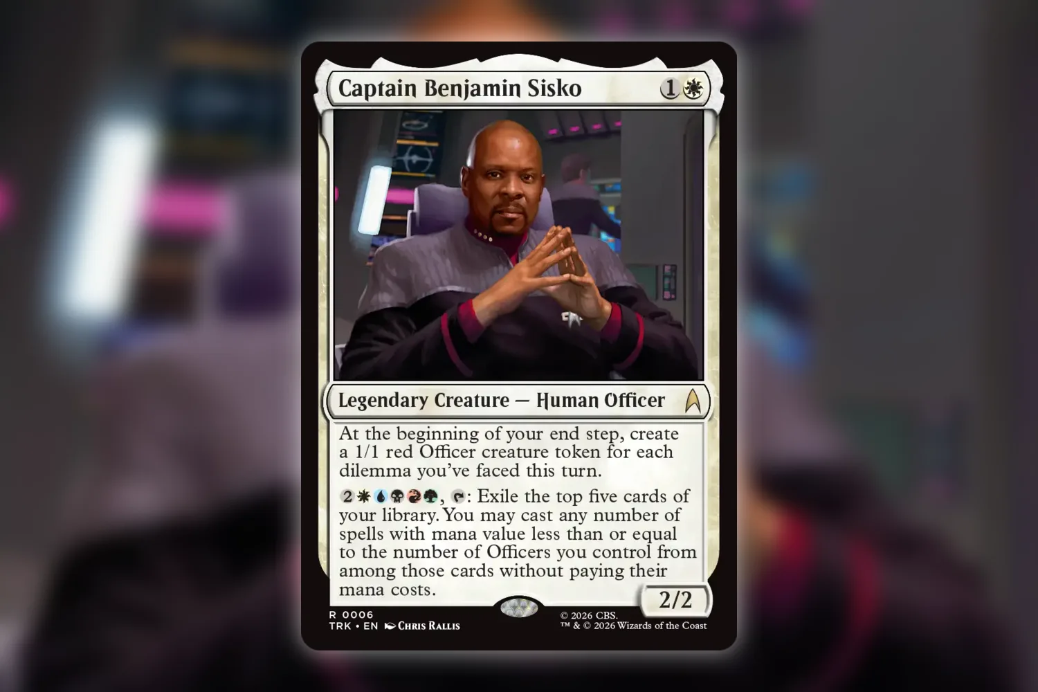 Captain Benjamin Sisko, Star Trek card 6, whose end-step ability counts dilemmas faced during your turn