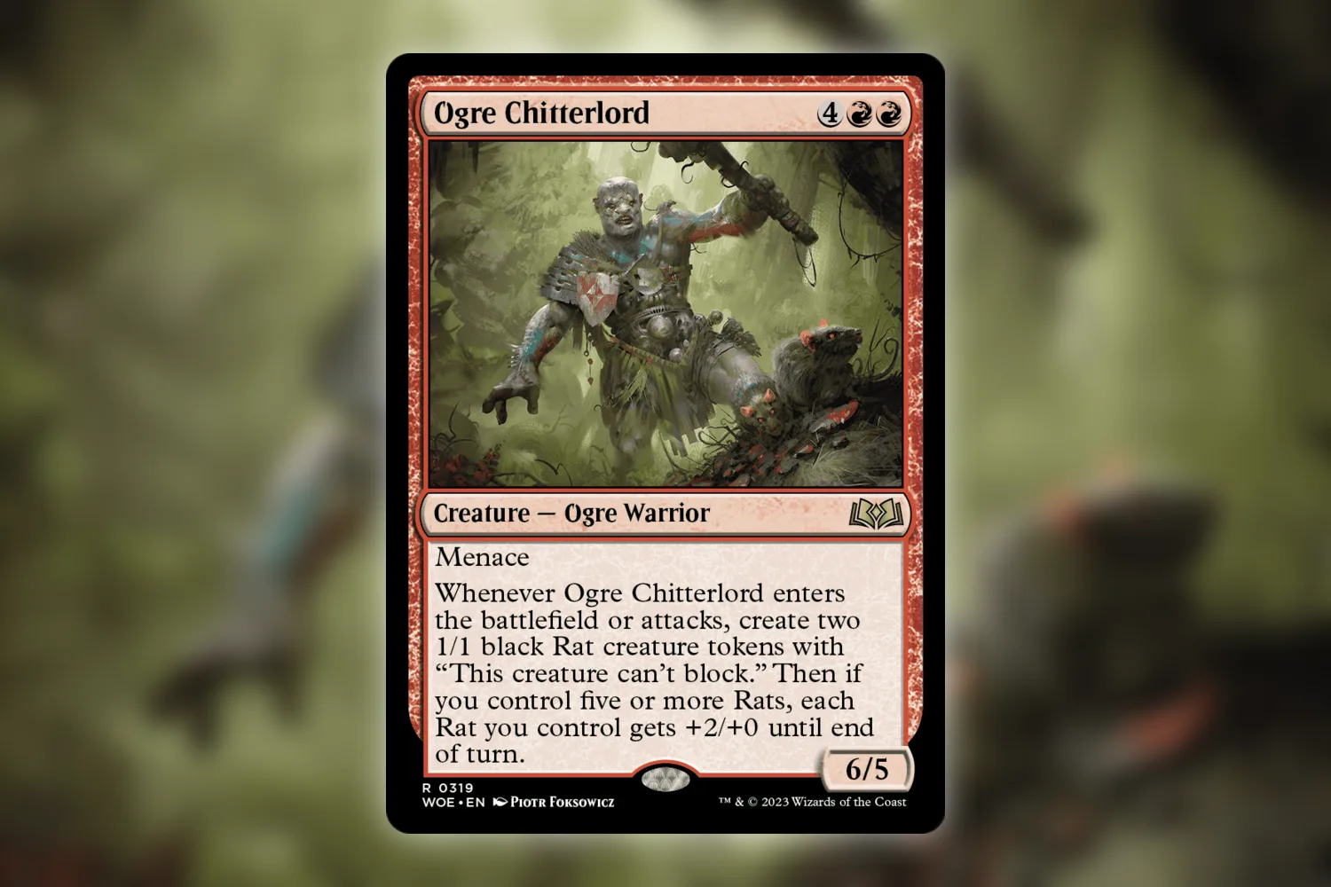 Ogre Chitterlord, one of the fifteen Wilds of Eldraine Jumpstart cards that survived a cancelled product